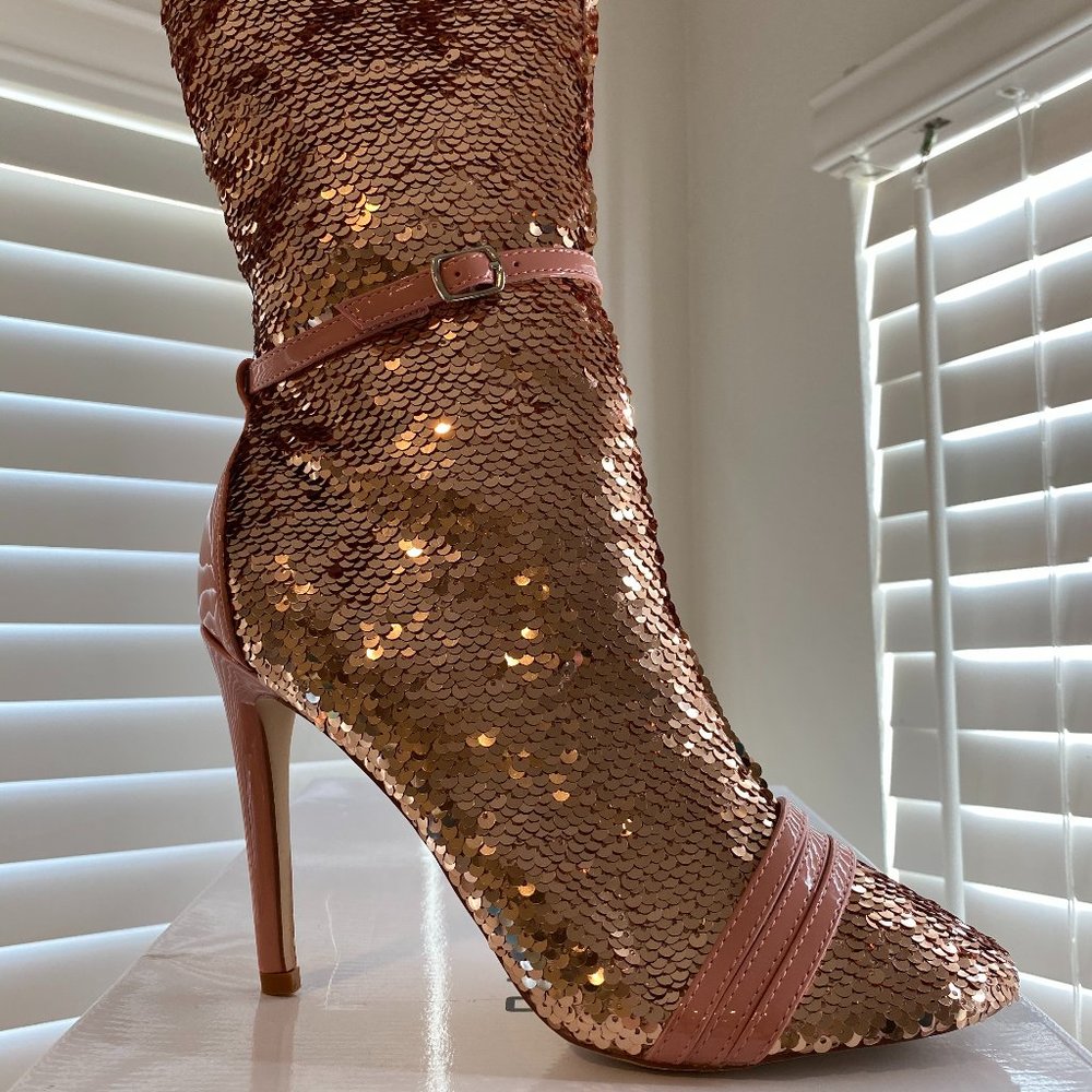 Pink Sequin Boots
